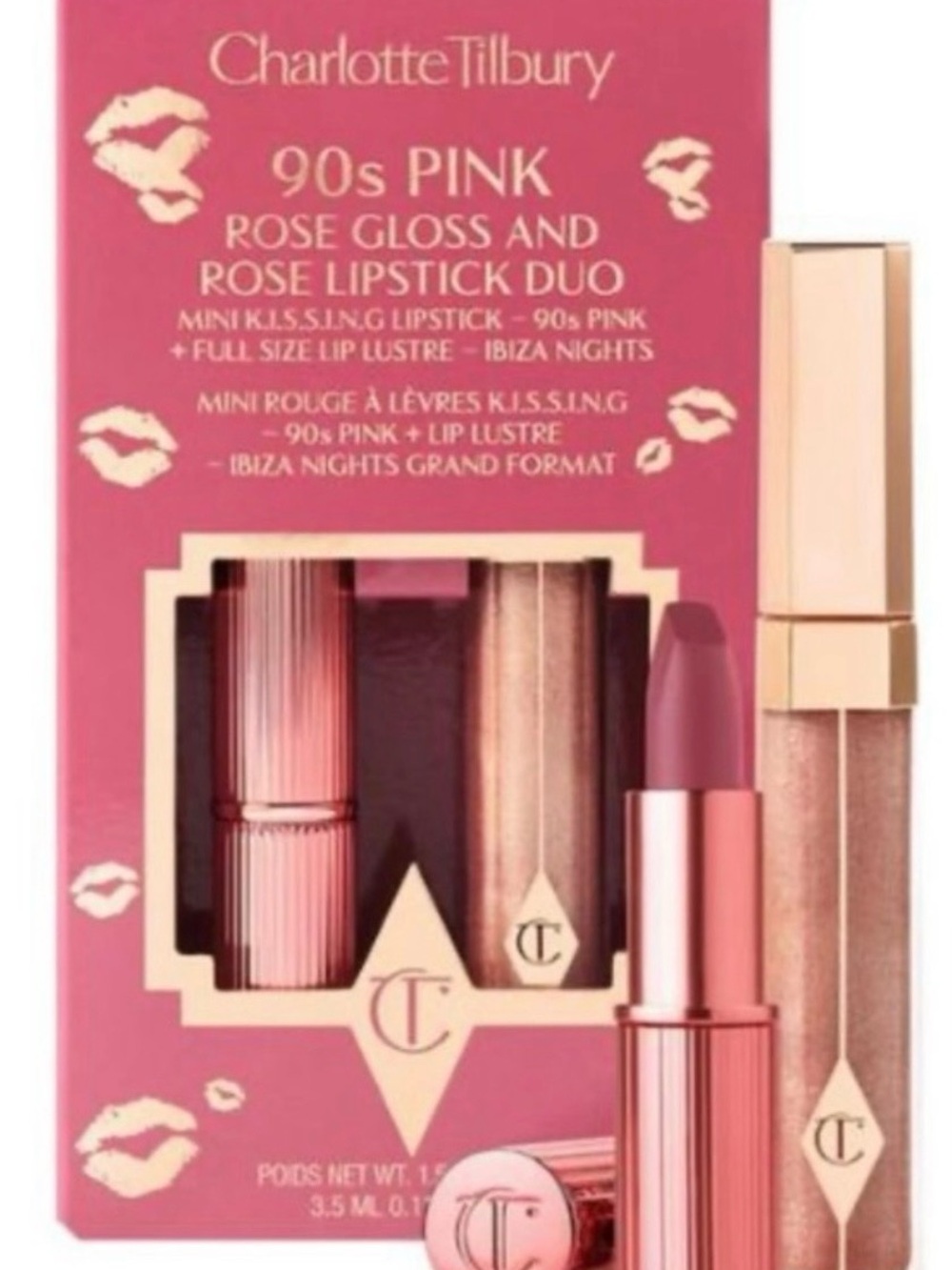 CHARLOTTE TILBURY 90’s PINK SET. 90’s PINK LIPSTICK + IBIZA NIGHTS GLOSS - NWT